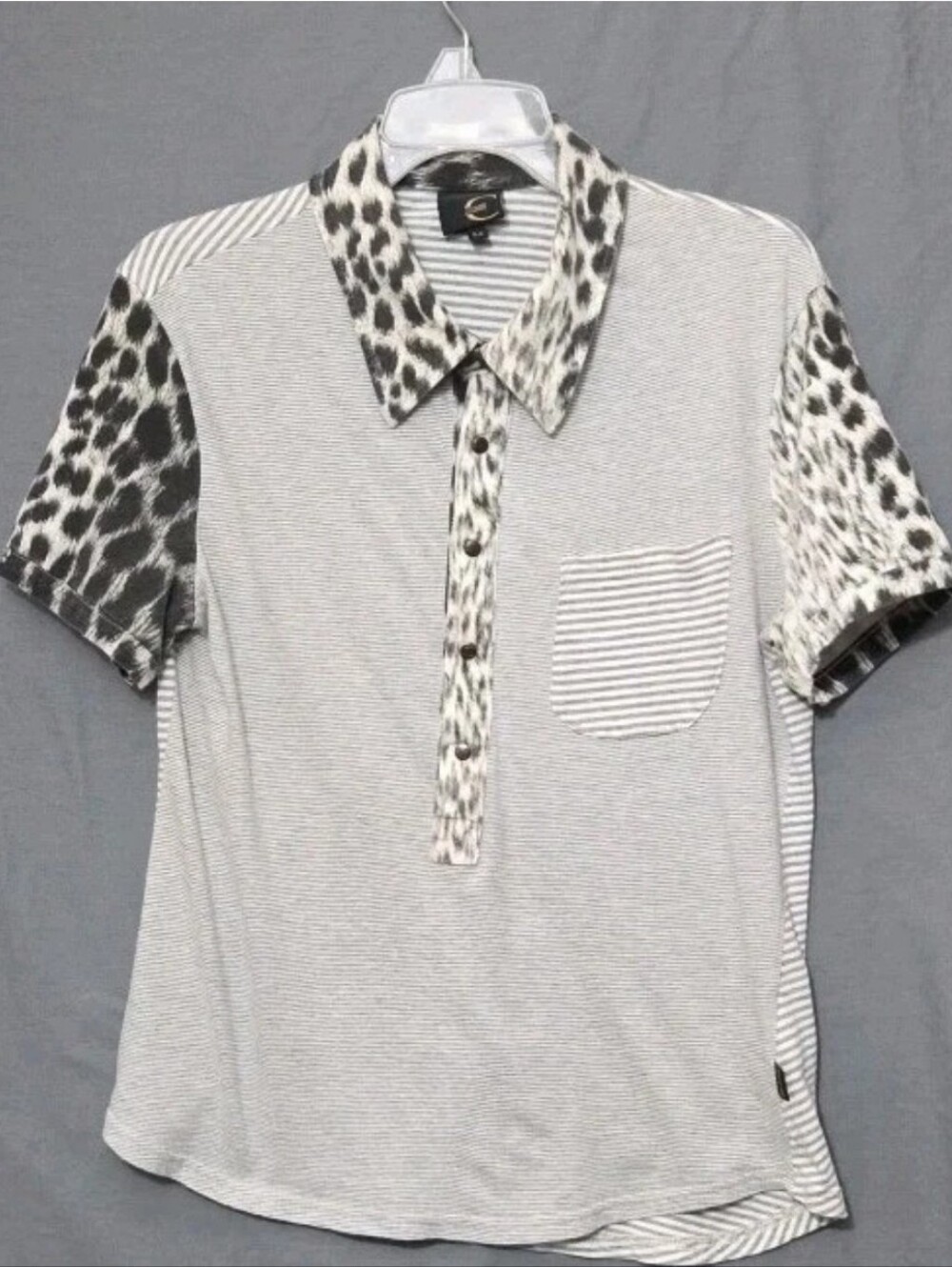 Vintage Just Cavalli Made In Italy Polo Shirt Mens L 54 Animal Print Abstract